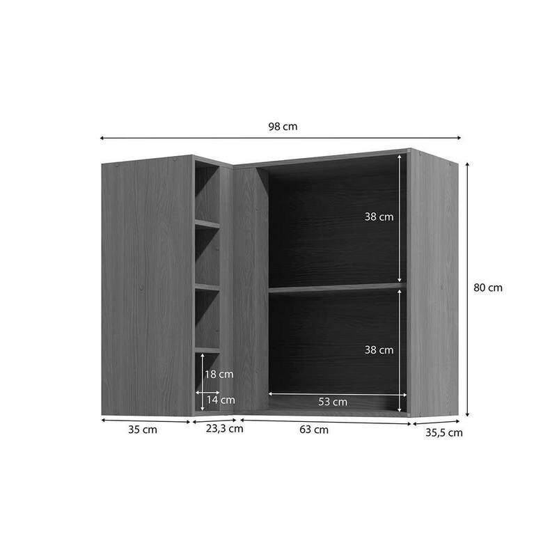 Armário Cozinha Canto Reto Vibra T652 c/ 1 Porta 98cm Canela/Verde